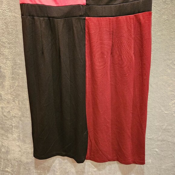 Lane Bryant Dress 18 Color block Black Pink Red Thick Jersey knit Back Zip Sheat - Picture 8 of 11